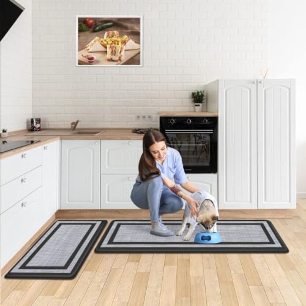 Kitchen Mats Set of 2 Cushioned Non-Skid Rug for Kitchen Floor Office Sink